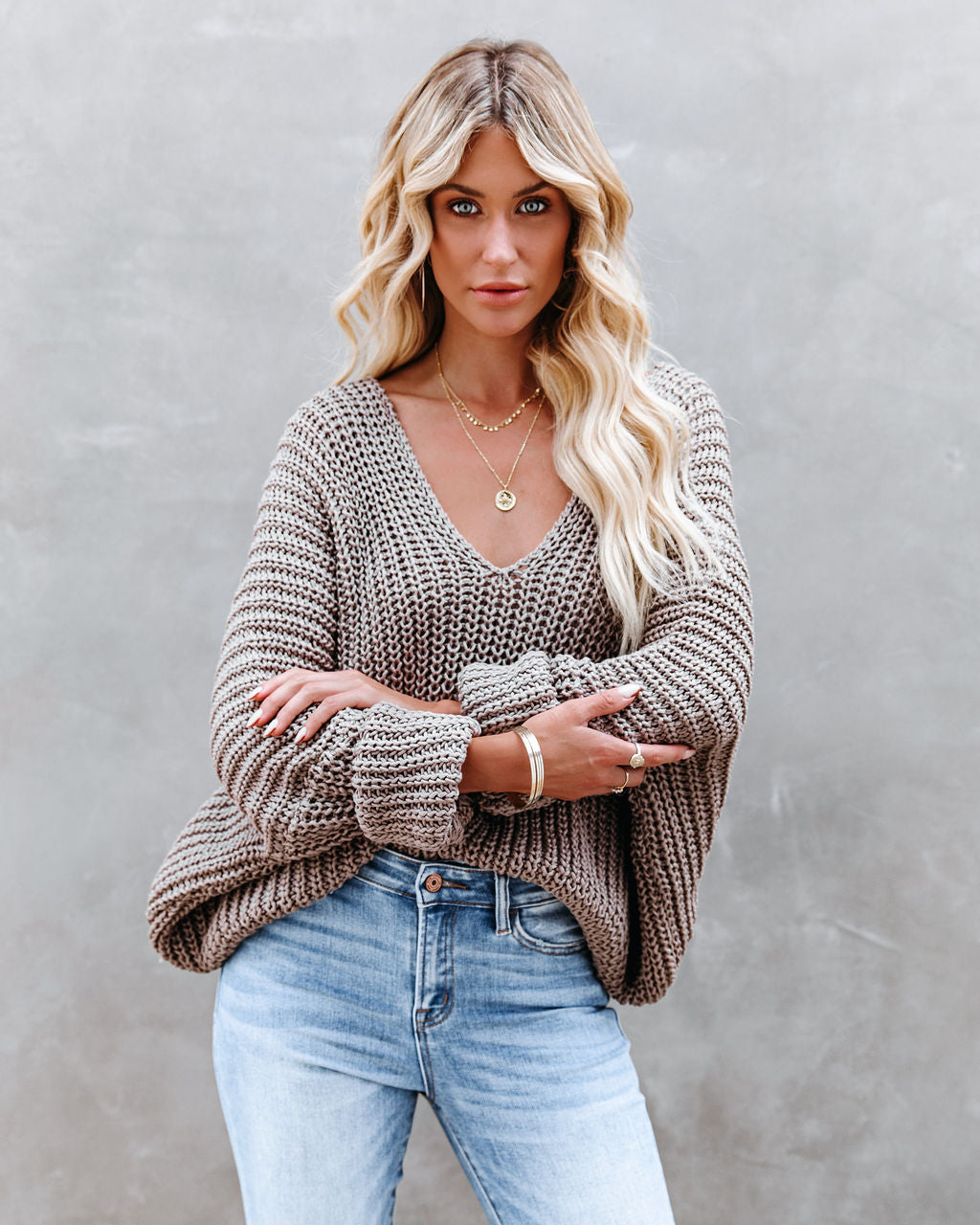 Carry On Knit V-Neck Sweater - Cocoa