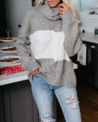 Cedar Turtleneck Colorblock Sweater - Heather Grey