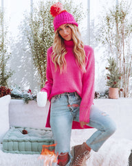 Charismatic Turtleneck Knit Sweater - Pink