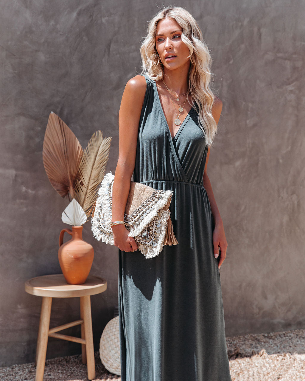 Choose Wisely Knit Maxi Dress - Olive