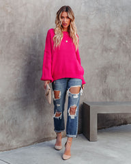 Claus For Celebration Boat Neck Sweater - Hot Pink
