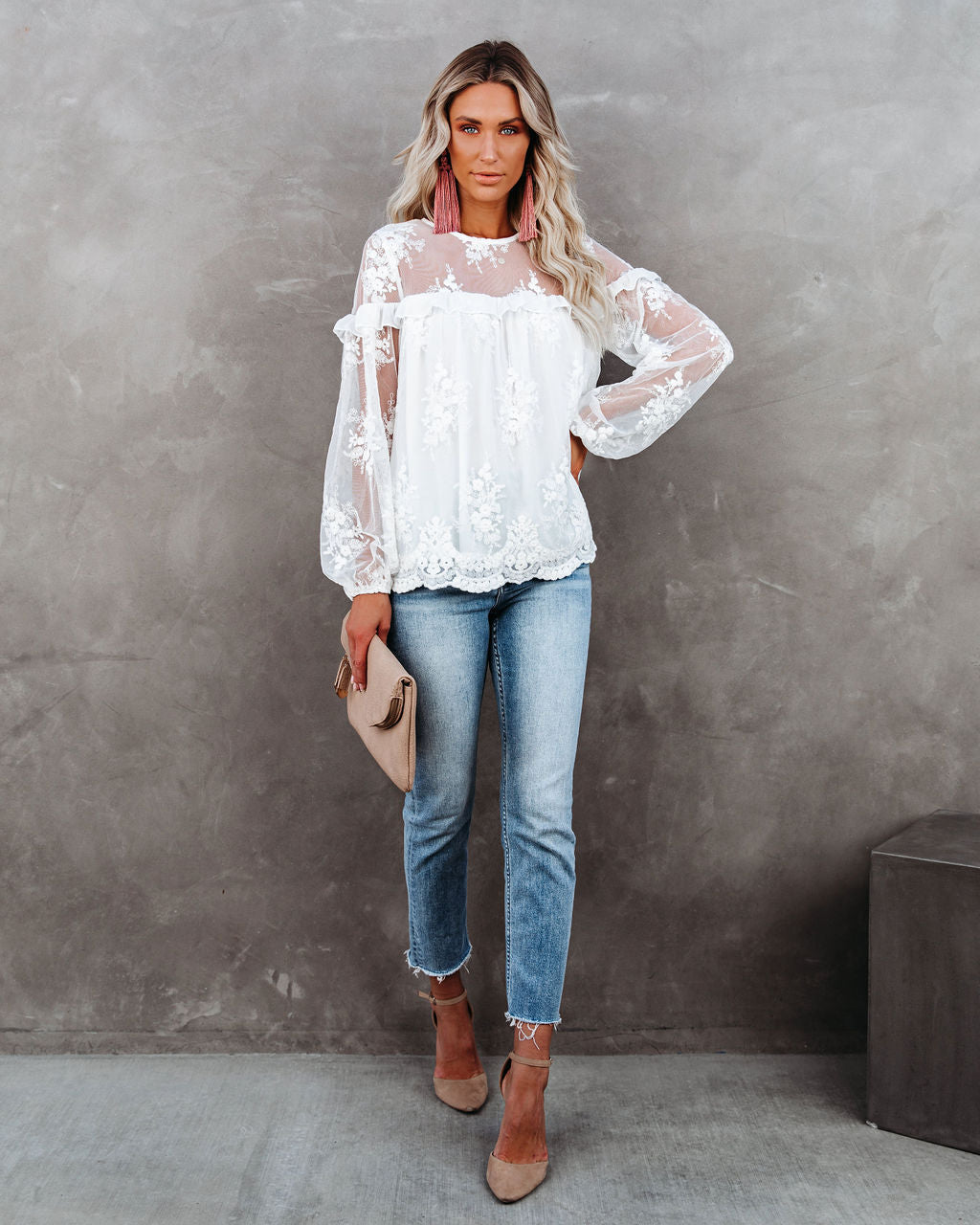 Jenna Embroidered Lace Blouse