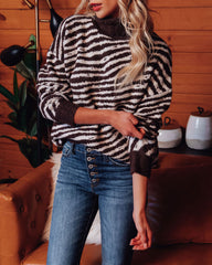 Faris Zebra Turtleneck Knit Sweater