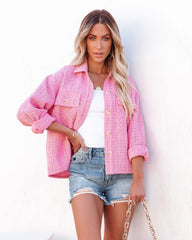 Holland Tweed Button Down Shacket - Pink
