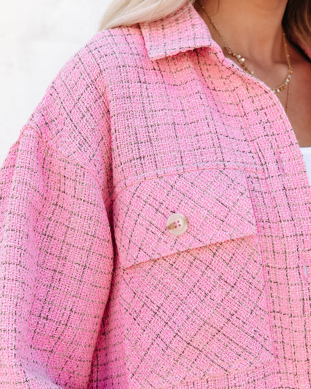 Holland Tweed Button Down Shacket - Pink