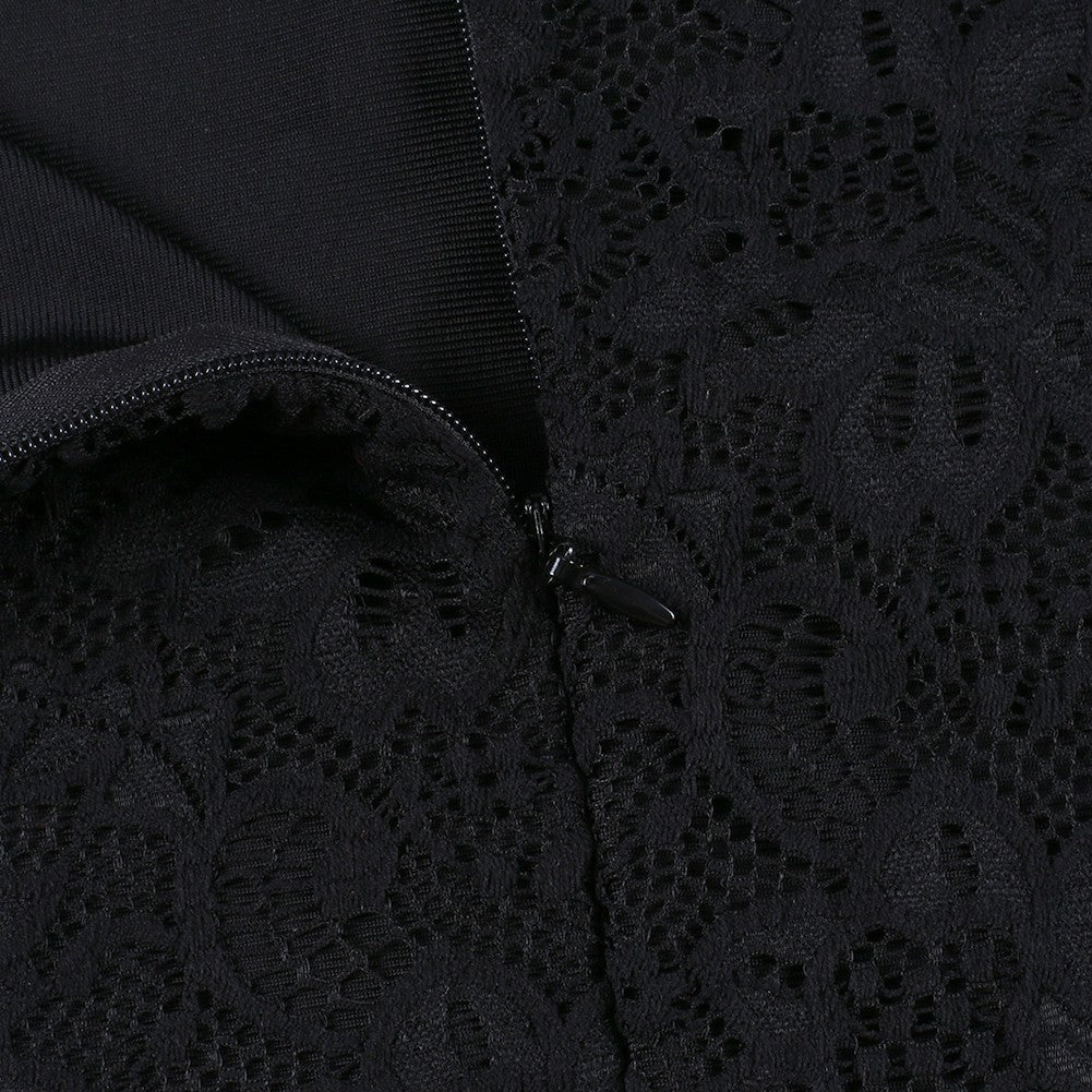 Strappy Short Sleeve Lace Mini Bodycon Dress