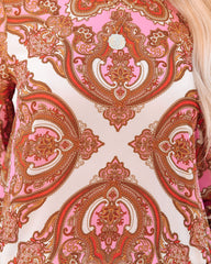 Ivanna Printed Smocked Blouse - Pink Multi