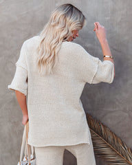 Janelle Cotton Blend Relaxed Henley Top