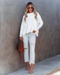 Kylie Cotton Cowl Neck Dolman Sweatshirt - Off White