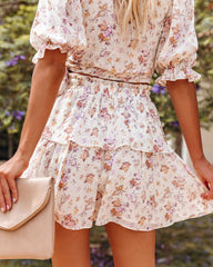 Lavinia Chiffon Floral Tiered Mini Skirt