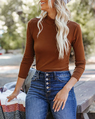 Layer It Mock Neck Knit Top - Moss Brown