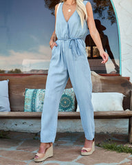 Levi Pocketed Chambray Jumpsuit - Light Wash