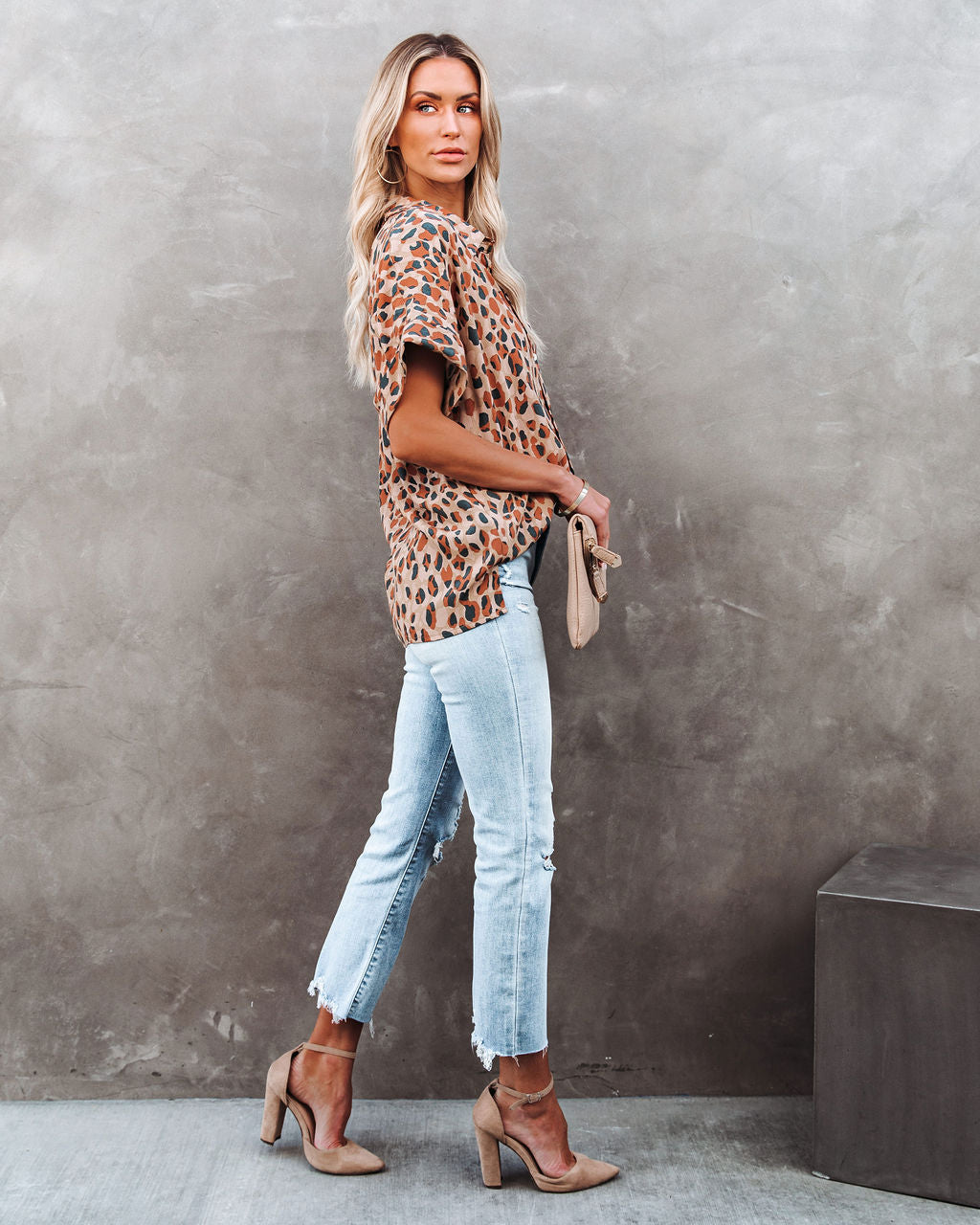 Lights Out Leopard Button Down Top