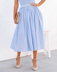 Lisa Cotton Blend Pocketed Midi Skirt - Blue
