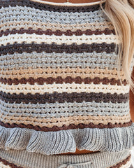 Lorie Cotton Crochet Crop Top - Grey Mocha