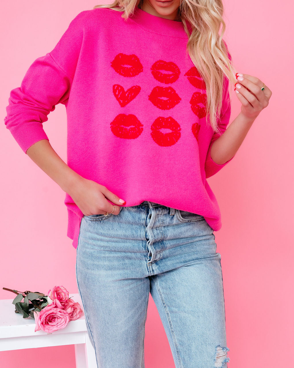Love At First Sight Knit Sweater - Pink