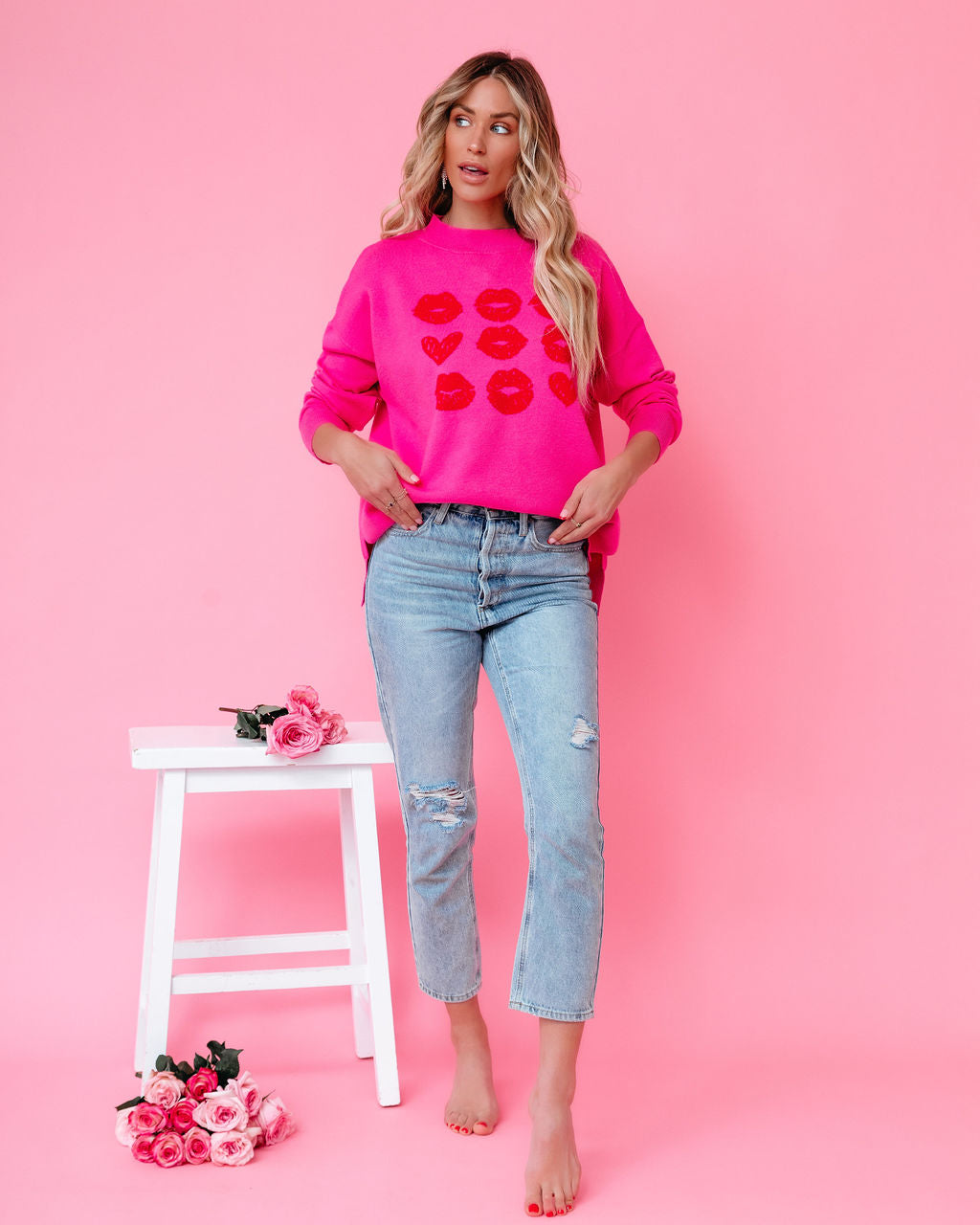 Love At First Sight Knit Sweater - Pink