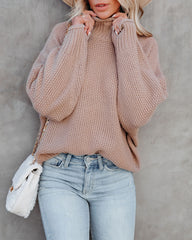 Love Endures Mock Neck Knit Sweater - Taupe