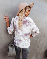 Love Song Tie Dye Soft Knit Pullover - Lavender Grey