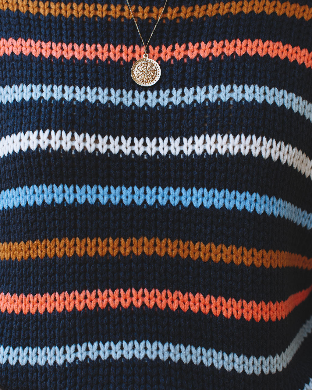 Moe Striped Knit Sweater - Navy