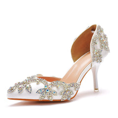 Sparkly Rhinestone Embellished Pointed Toe Stiletto Pumps - Multicolor