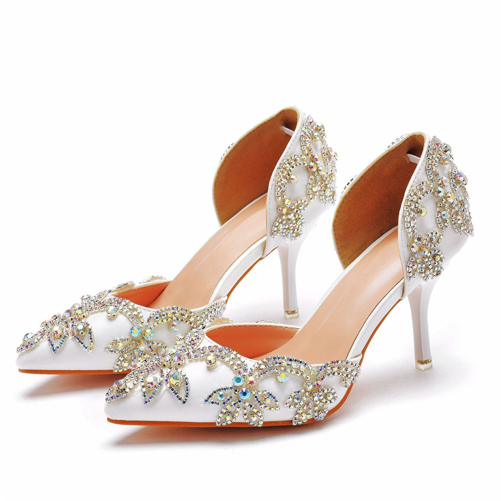 Sparkly Rhinestone Embellished Pointed Toe Stiletto Pumps - Multicolor