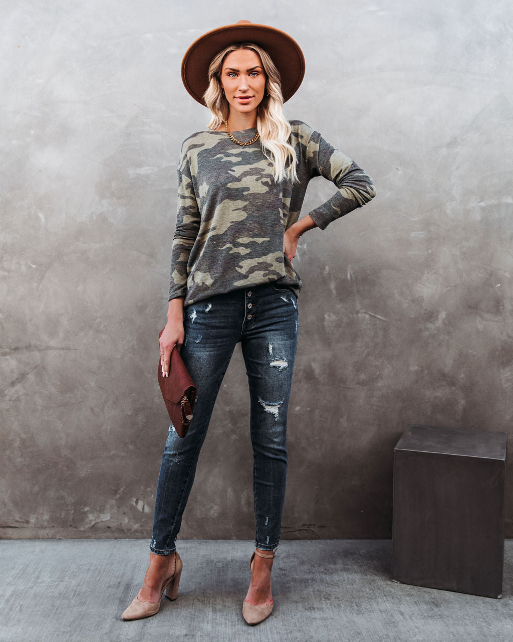 Stand For Something Camo Knit Top