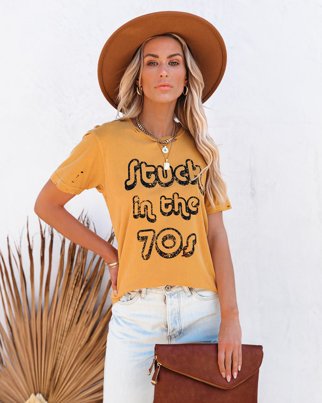 Stuck In The 70's Distressed Cotton Tee