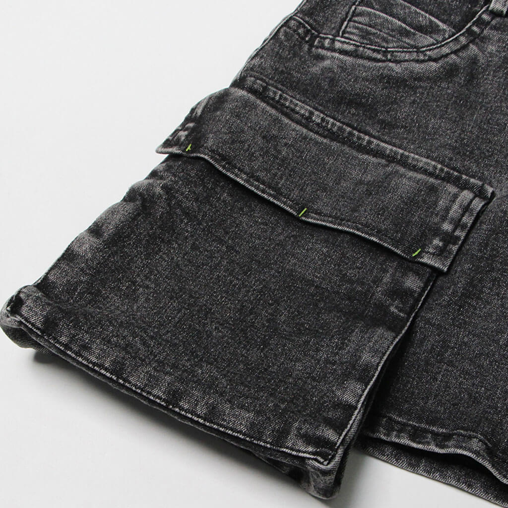 Stylish Button Down Cargo Pocket Micro Mini Denim Skirt Matching Set