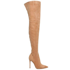 Stylish Suede Pointed Toe Over-knee Stiletto Boots - Camel