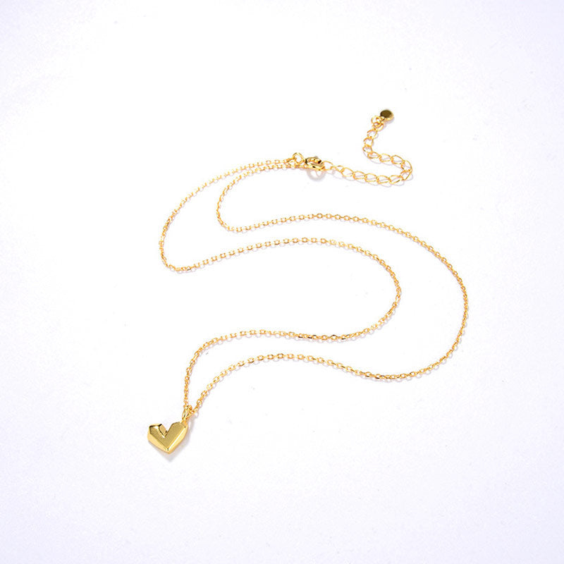 Trendy Gold Plated Sweetheart Pendant Chain Necklace - Gold