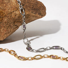 Trendy Gold-Tone Rhinestone Embellished Hoop Chain Bracelet - Gold