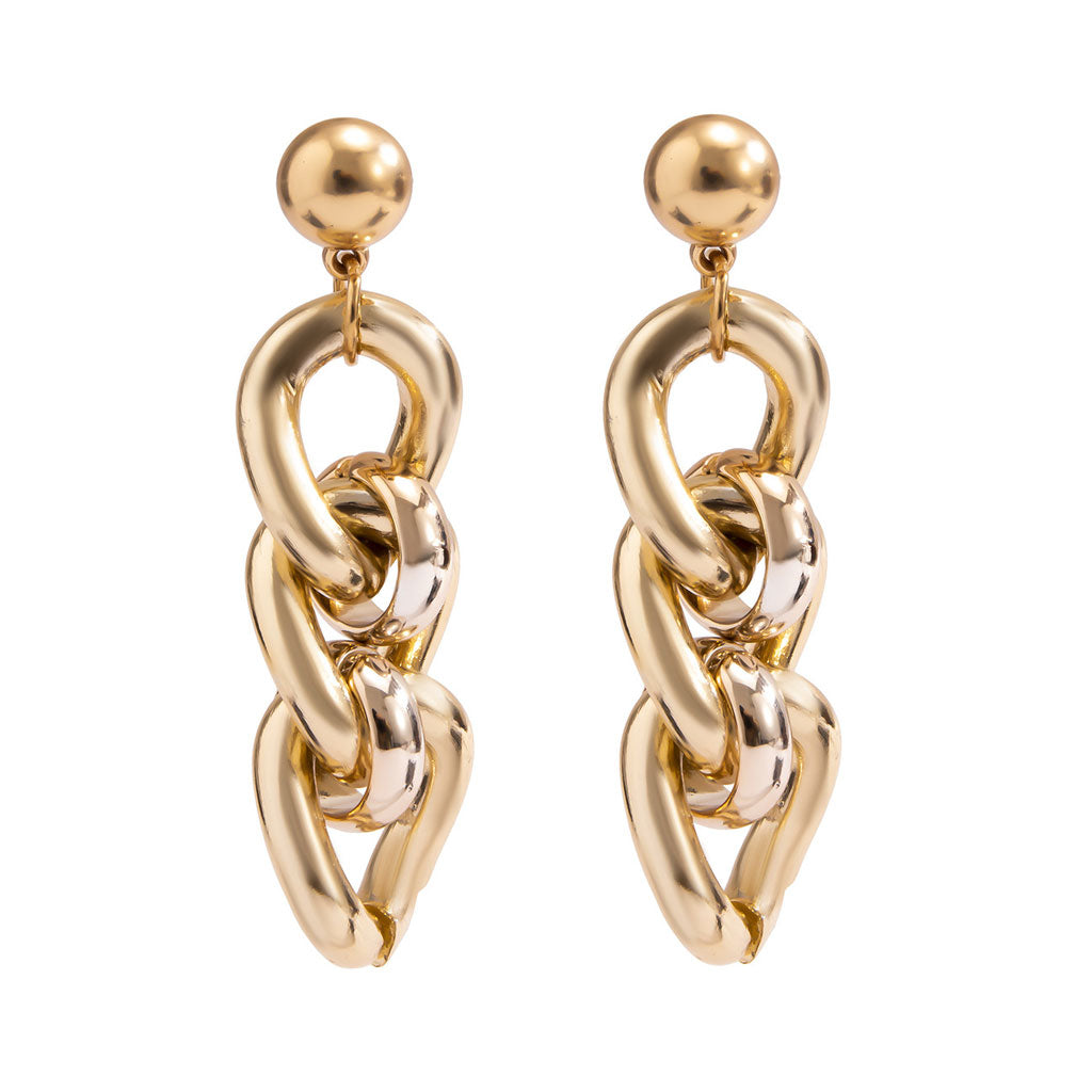 Unique Street Style Gold-Tone Chain Link Drop Earrings - Gold